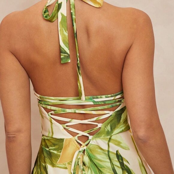 Multicolor Boho Women's Twist Back Bodycon Mermaid Banquet Dress - Picture 5 of 8